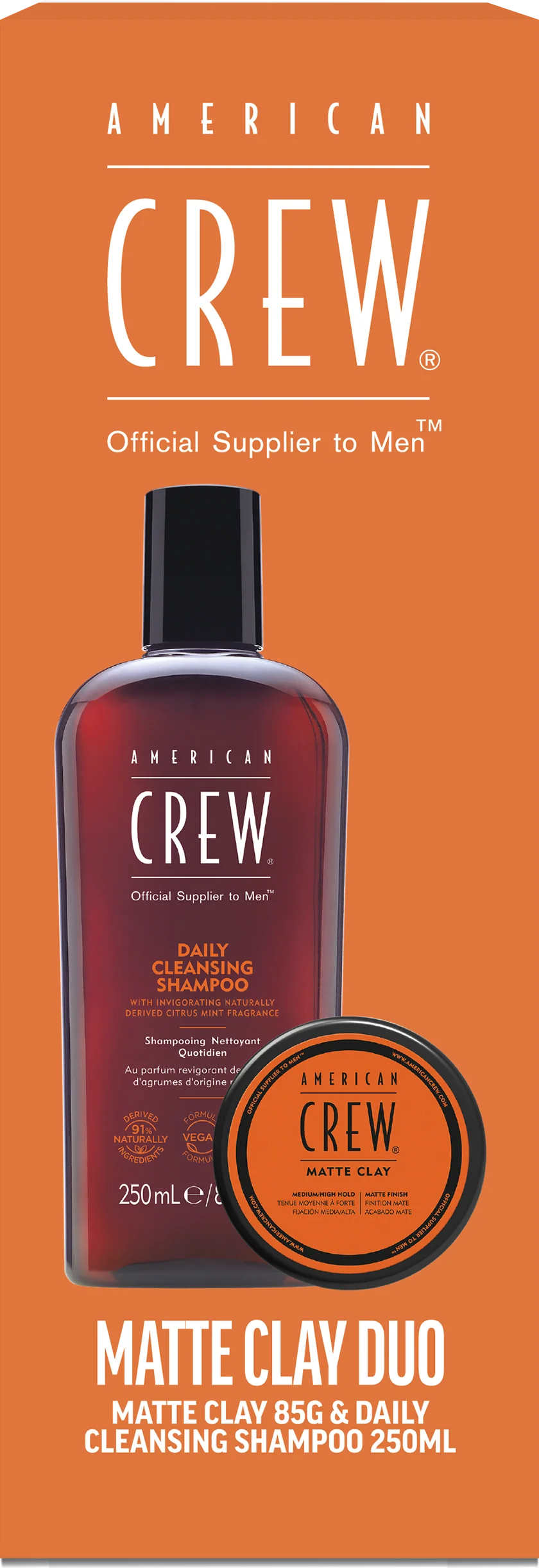 American Crew Matte Clay 85g + Daily Cleansing Shampoo 250mL